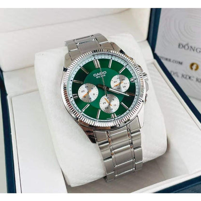 Casio Análogo para Caballero con Pulsera de Acero Inoxidable – MTP-1375D-3AV
