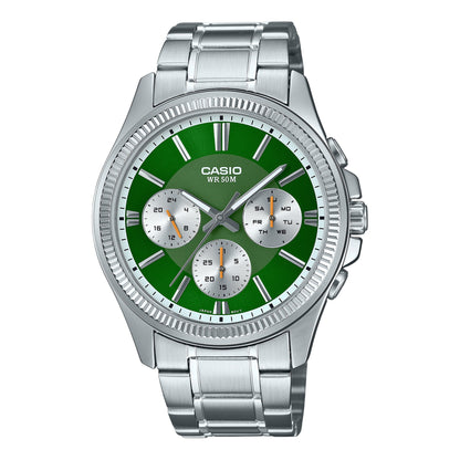 Casio Análogo para Caballero con Pulsera de Acero Inoxidable – MTP-1375D-3AV