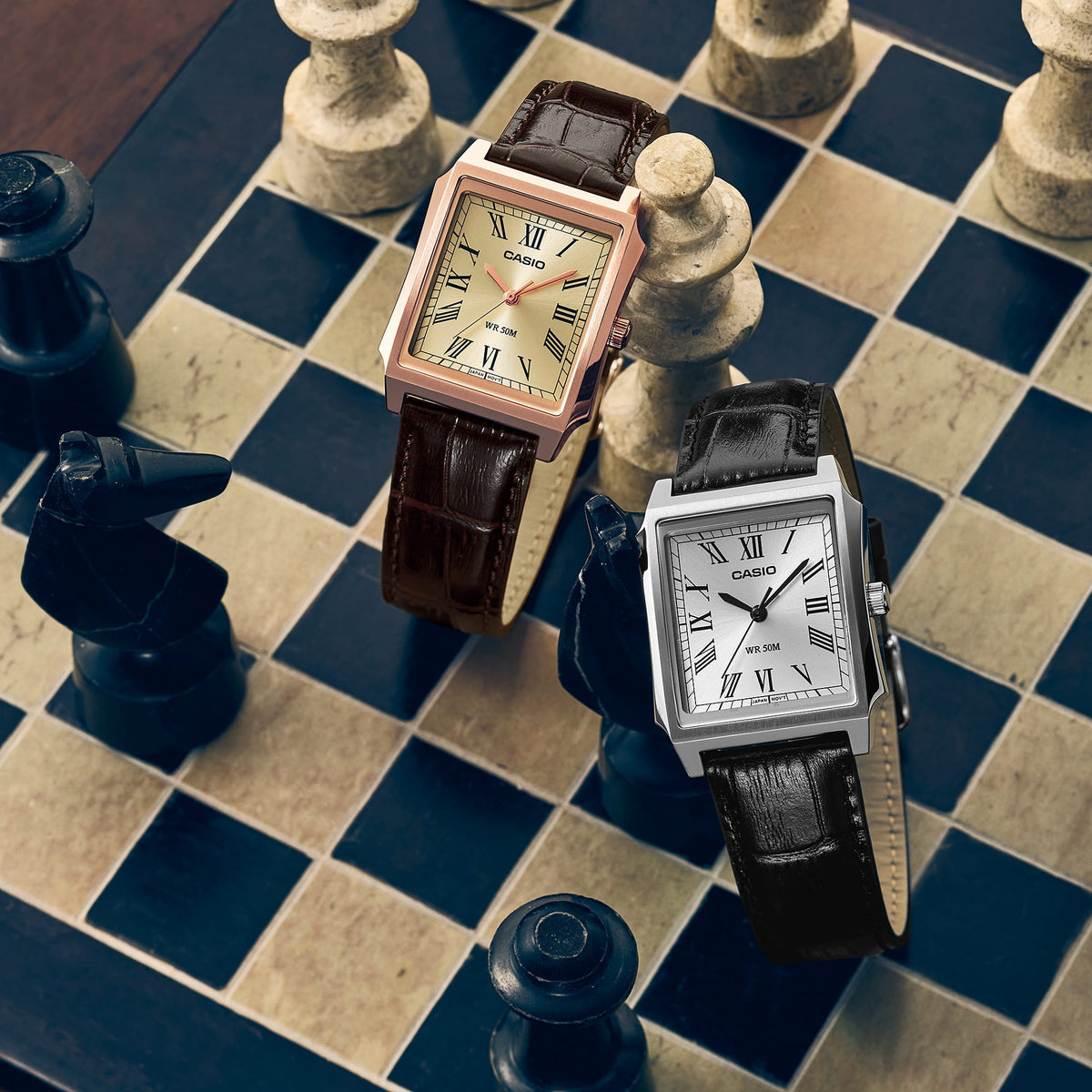 Casio de hombre correa de cuero – MTP-B190RGL-9BV