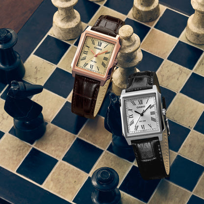 Casio de hombre correa de cuero – MTP-B190RGL-9BV