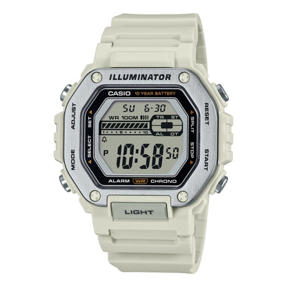 Casio Digital Illuminator para Caballero con Correa de Caucho y 10 Años de Batería – MWD-110H-8AV
