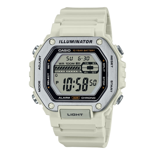 Casio Digital Illuminator para Caballero con Correa de Caucho y 10 Años de Batería – MWD-110H-8AV