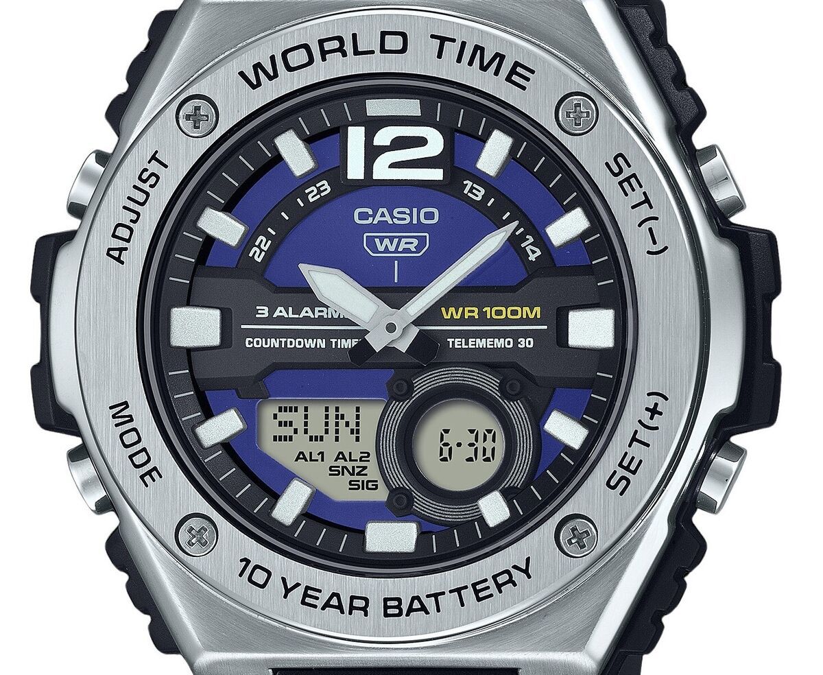 Casio Hora mundial, Telememo, 10 Años de Batería para Hombre – MWQ-100-2AV