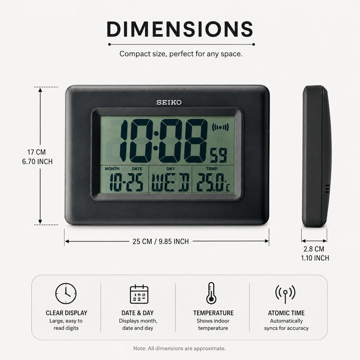 Seiko despertador digital LCD – QHL058