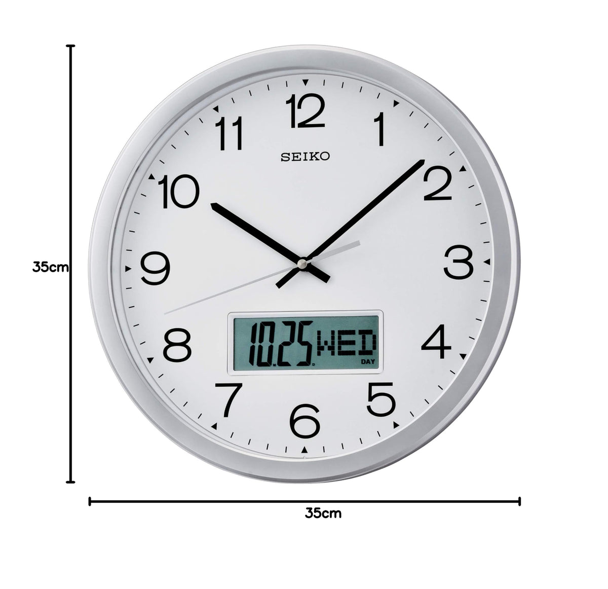 Seiko de pared analógico con calendario LCD – QXL007