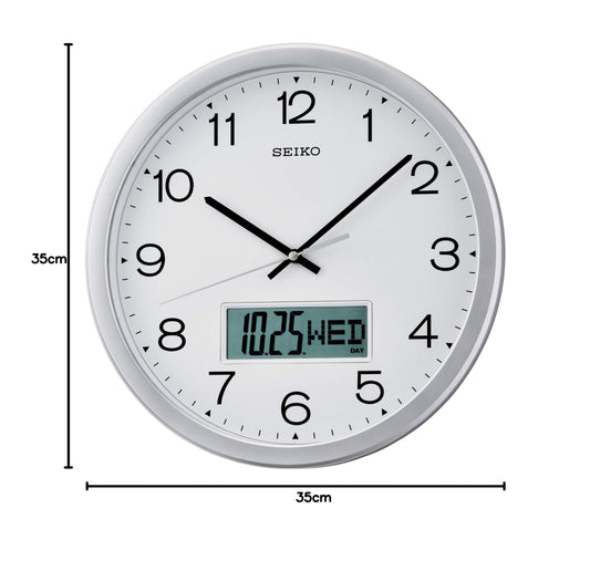Seiko de pared analógico con calendario LCD – QXL007
