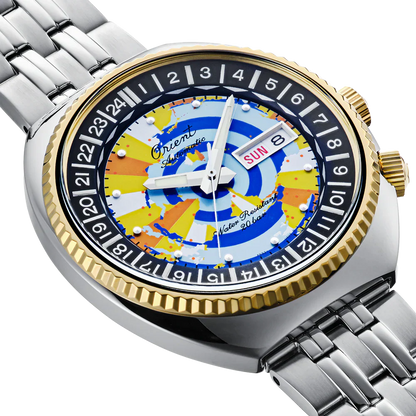 RA-AA0E08Y Reloj Orient de hombre pulsera de metal World Map 75th Aniversario