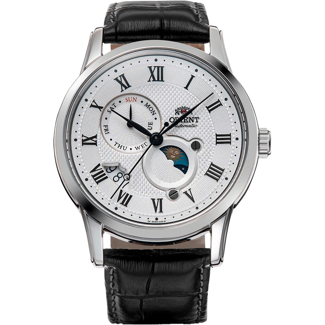 Orient Automático Sun & Moon de caballero pulsera de cuero – RA-AK0008S