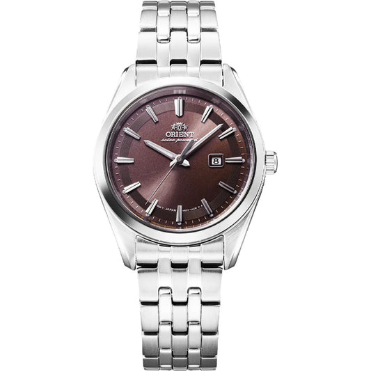 Orient Stretto Date Solar de mujer correa de metal – RA-WG0603R