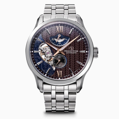 RE-AV0B02Y Reloj Orient Star Layered Skeleton de hombre correa de metal