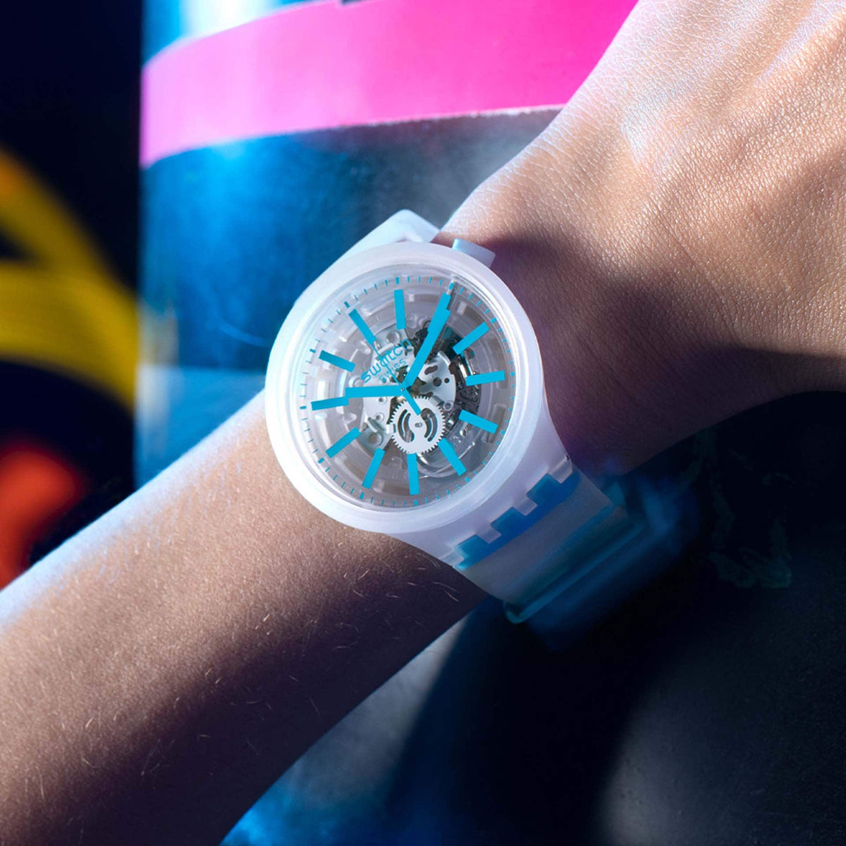 Swatch Big Bold BlueInJelly unisex correa de caucho – SO27E105