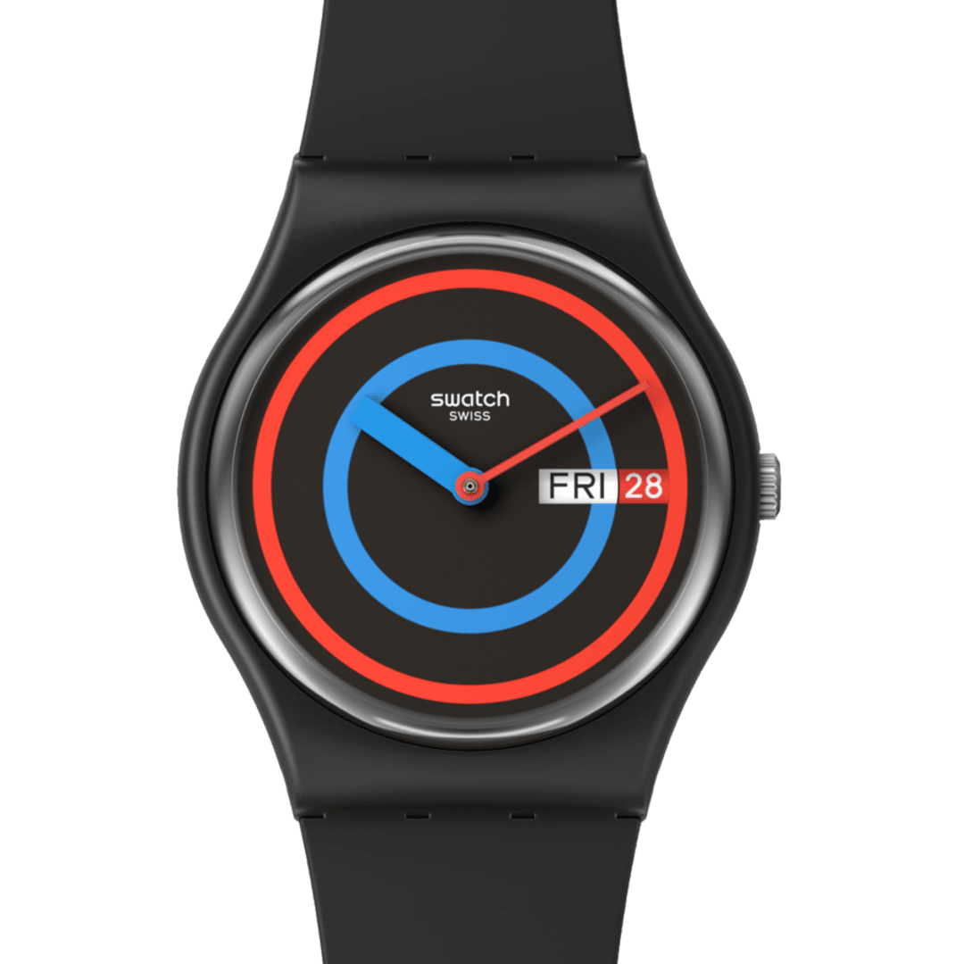Swatch Circling Black Unisex pulsera de resina – SO28B706