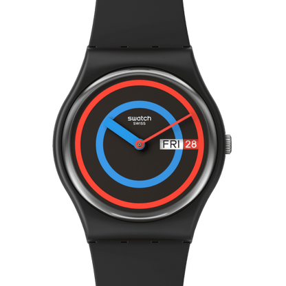 Swatch Circling Black Unisex pulsera de resina – SO28B706