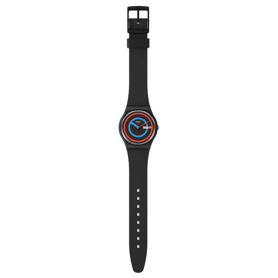 Swatch Circling Black Unisex pulsera de resina – SO28B706