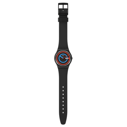 Swatch Circling Black Unisex pulsera de resina – SO28B706