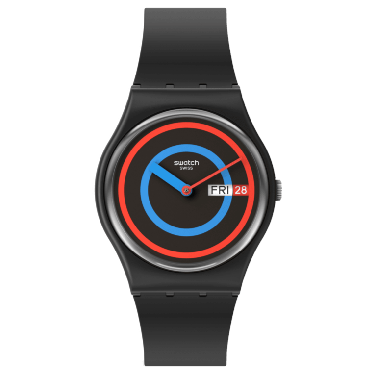 Swatch Circling Black Unisex pulsera de resina – SO28B706