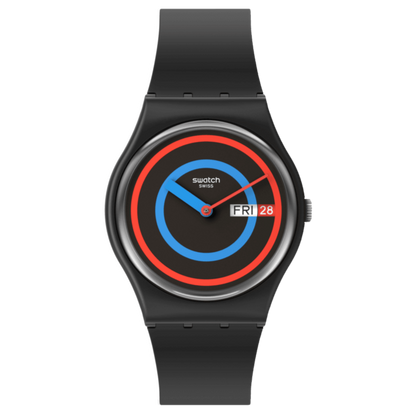 Swatch Circling Black Unisex pulsera de resina – SO28B706