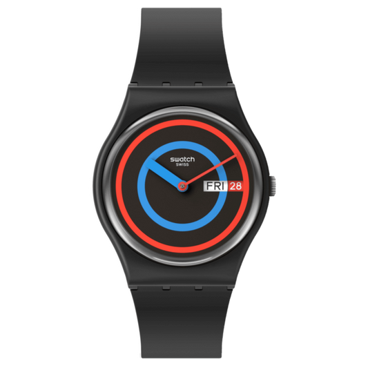 Swatch Circling Black Unisex pulsera de resina – SO28B706