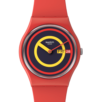 Swatch Concentric Red unisex banda de caucho – SO28R702