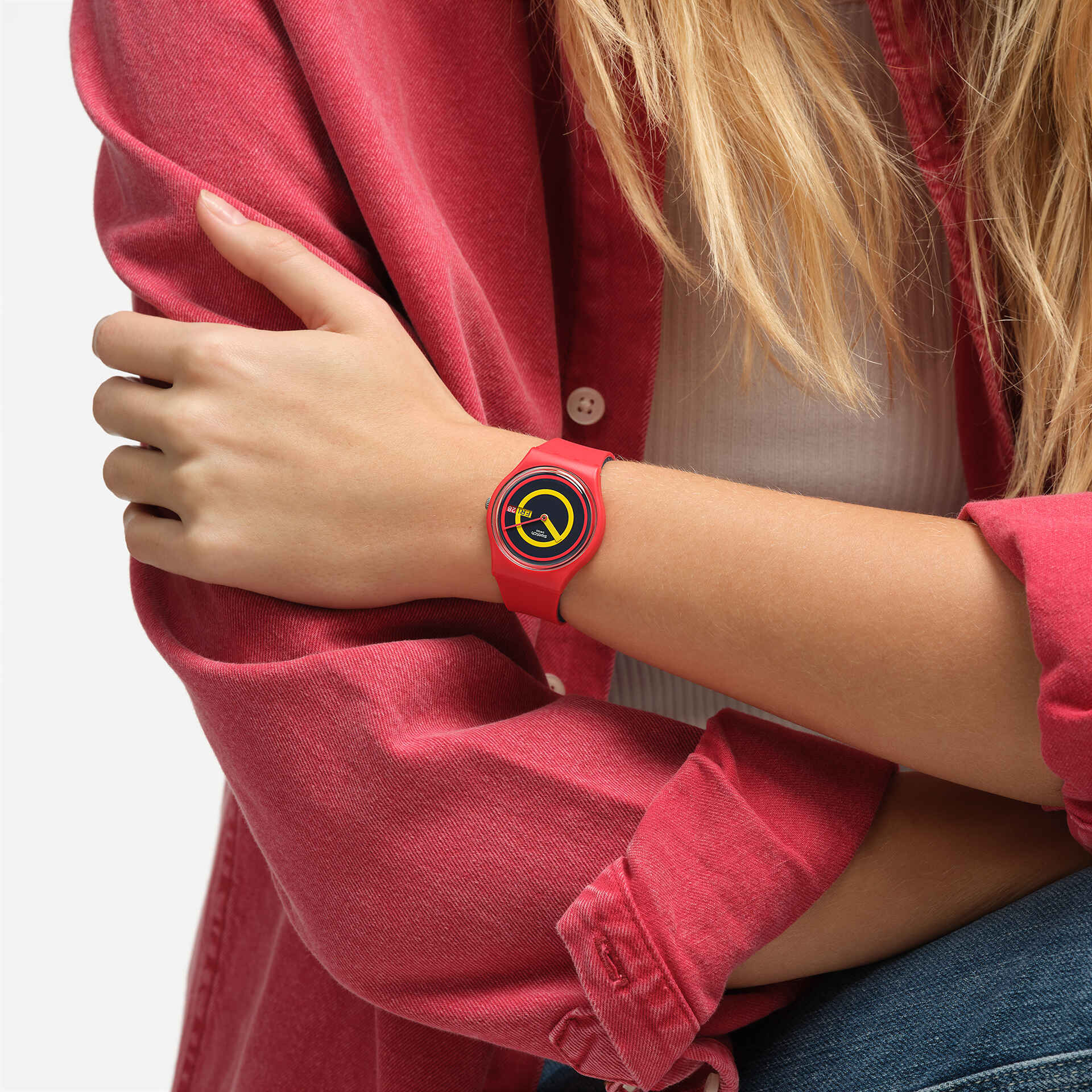 Swatch Concentric Red unisex banda de caucho – SO28R702