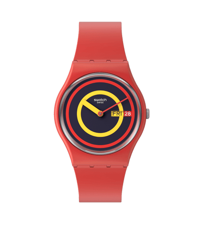 Swatch Concentric Red unisex banda de caucho – SO28R702