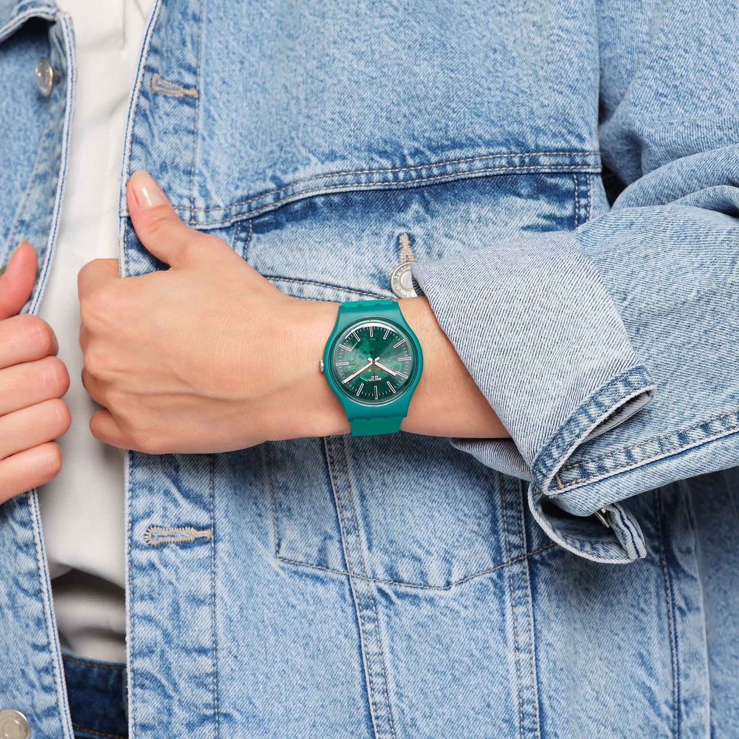Swatch Sunbrush Grass de dama pulsera de resina – SO29G100