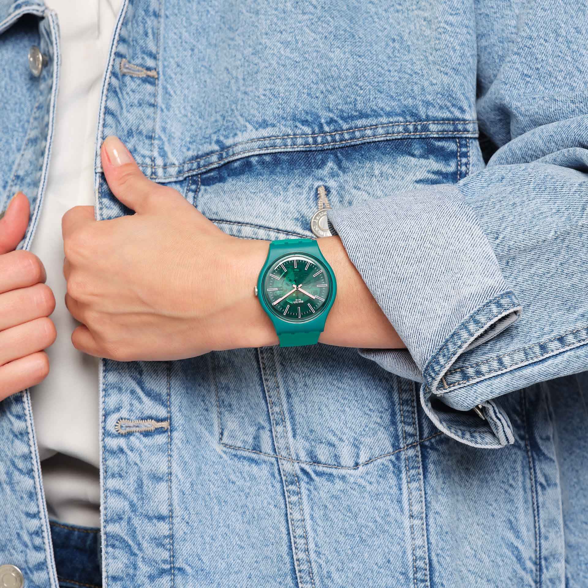 Swatch Sunbrush Grass de dama pulsera de resina – SO29G100