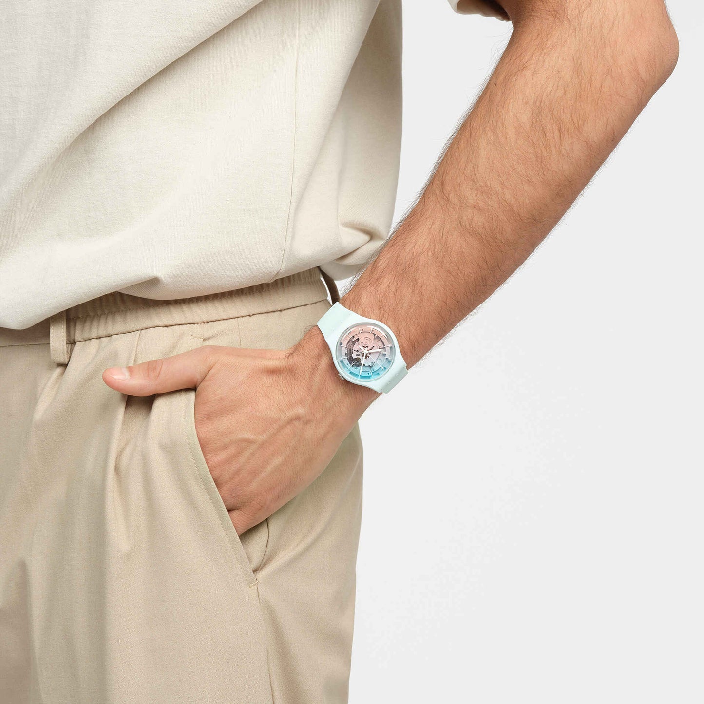 Swatch Fleetingly Iceblue Unisex de correa de caucho – SO32S101