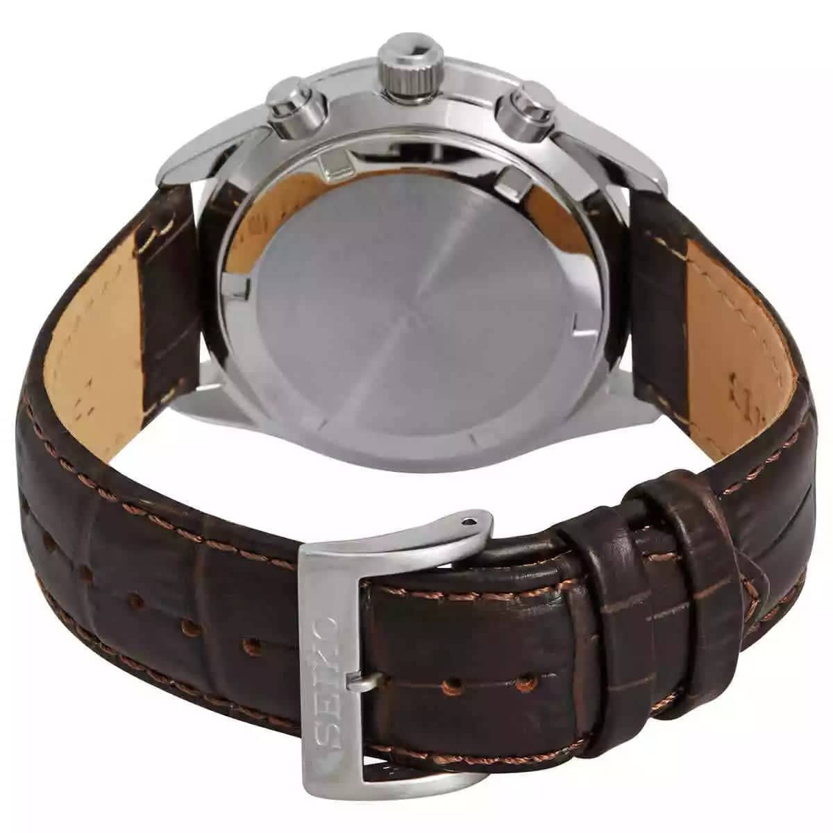 Seiko Chronograph para Hombre con Correa de Cuero – SSB385