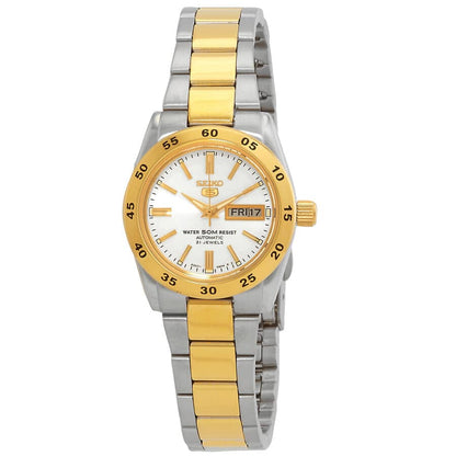 Seiko 5 Análogo para Dama con Brazalete de Acero Inoxidable – SYMG42K1