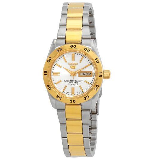Seiko 5 Análogo para Dama con Brazalete de Acero Inoxidable – SYMG42K1