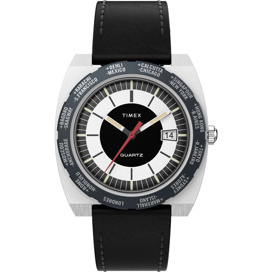 Timex World Time Reissue de hombre correa de cuero 39 mm – TW2V69500