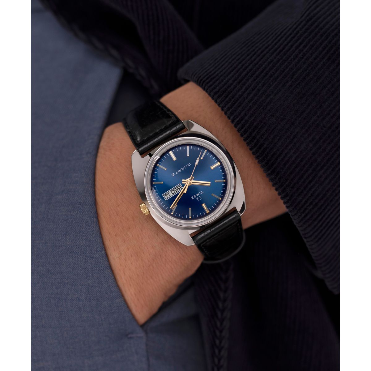 Timex Q Day/Date de hombre correa de cuero – TW2W44800
