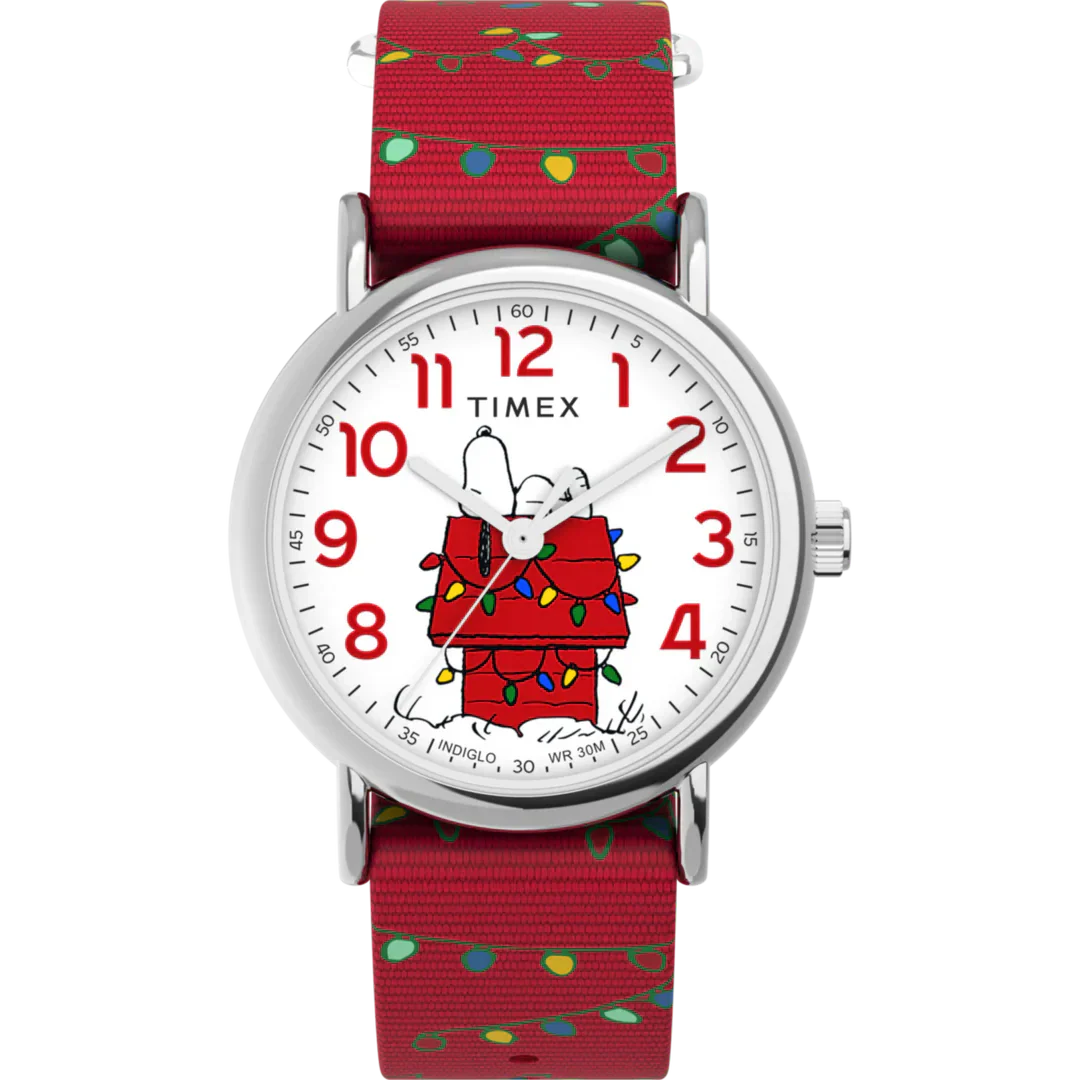 Timex x Peanuts Snoopy Holiday Unisex pulsera de tela 38 mm – TW2W80800