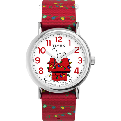 Timex x Peanuts Snoopy Holiday Unisex pulsera de tela 38 mm – TW2W80800