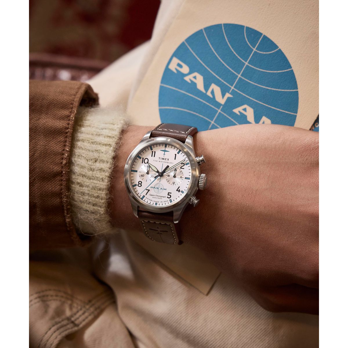 Timex Waterbury Pan Am de hombre correa de tela