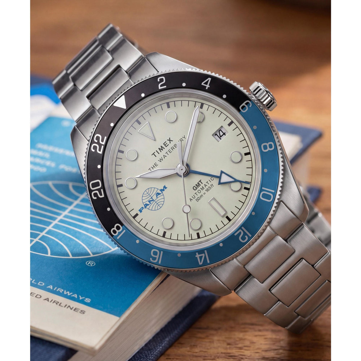Timex Waterbury Pan am de hombre correa de metal automático – TW2Y94300