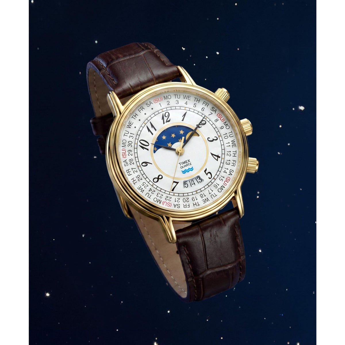 Timex Moon Phase de hombre banda de piel – TW2Y99000