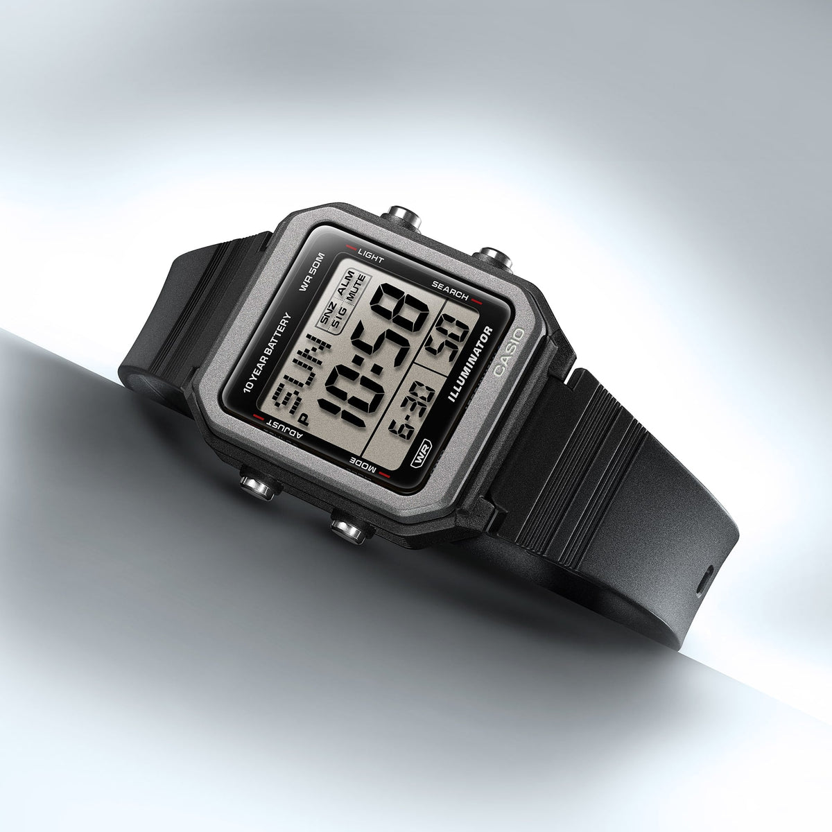 Casio Digital unisex correa de silicona – W-221H-1AV