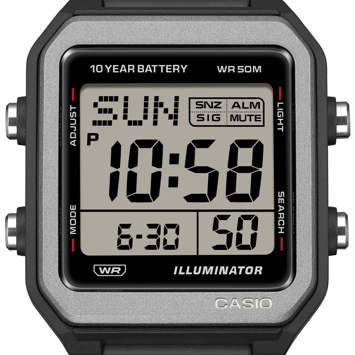 Casio Digital unisex correa de silicona – W-221H-1AV