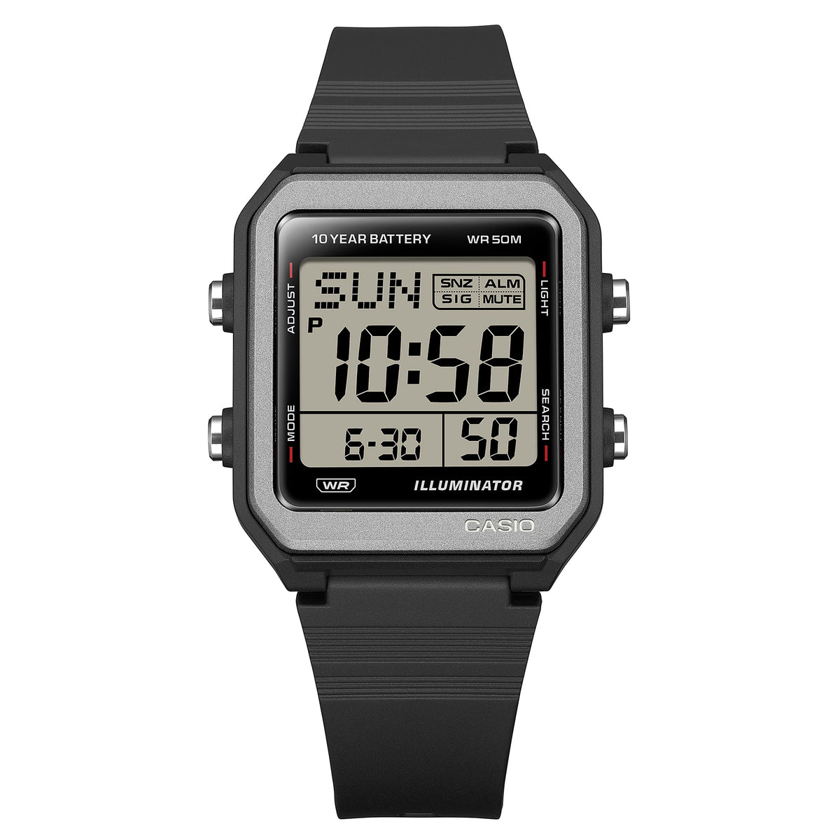 Casio Digital unisex correa de silicona – W-221H-1AV