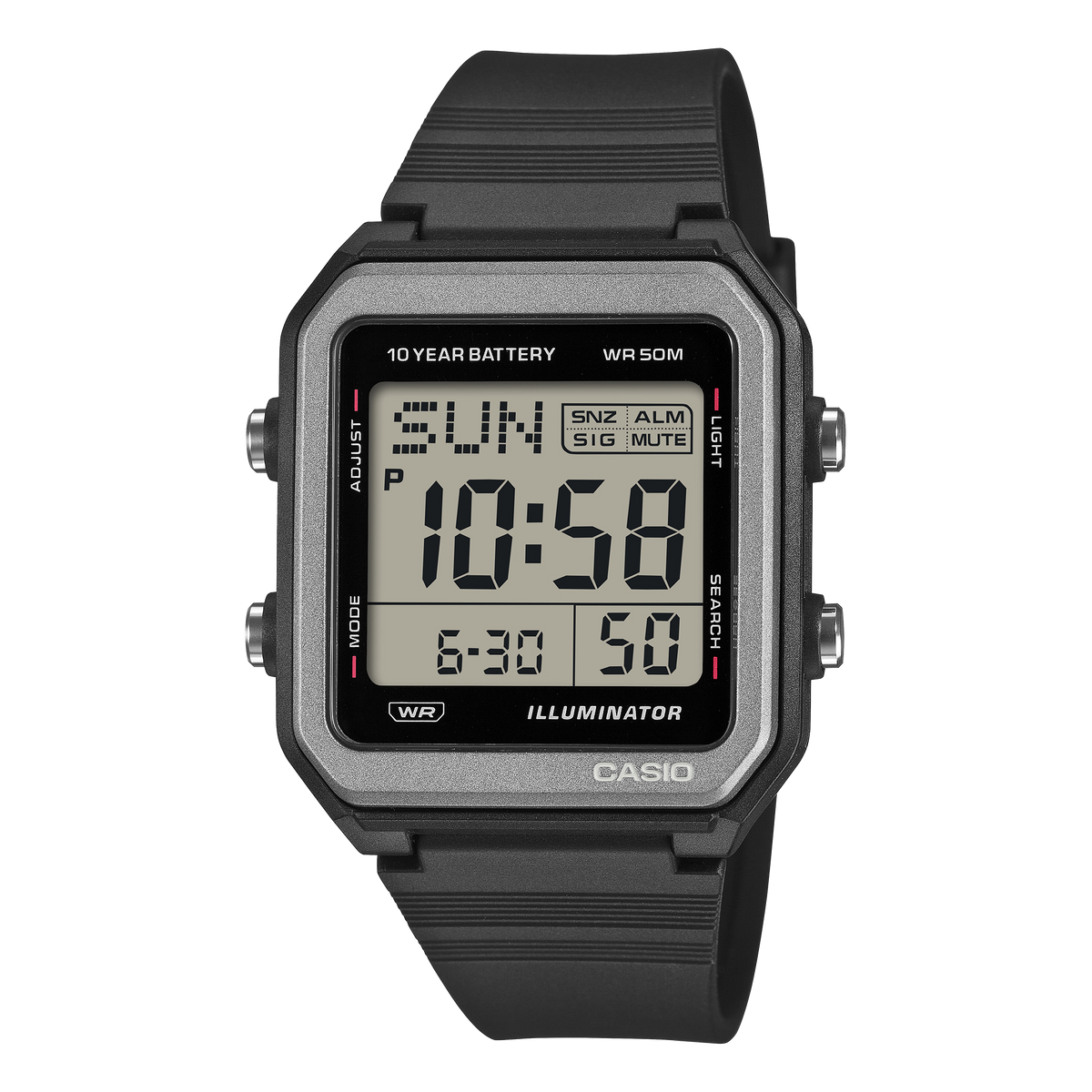 Casio Digital unisex correa de silicona – W-221H-1AV