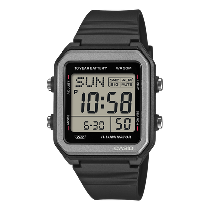 Casio Digital unisex correa de silicona – W-221H-1AV