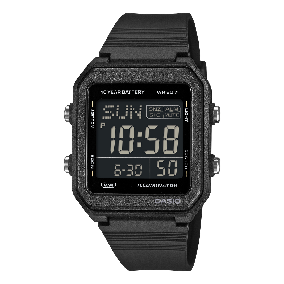 Casio digital de unisex correa de silicona – W-221H-1BV