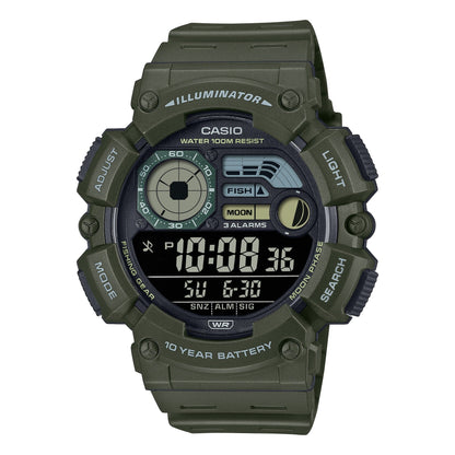 Casio Digital para Caballero con Correa de Caucho, Fishing Gear y Fase Lunar – WS-1500H-3BV