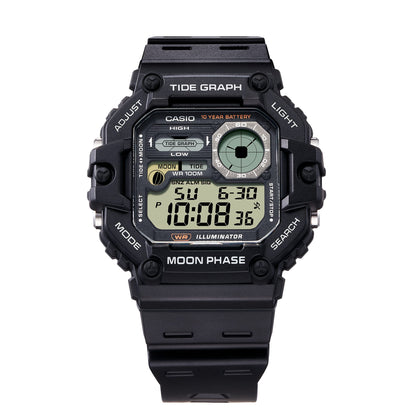 Casio Gráfica de marea, Illuminator, 10 años de batería, Fase Lunar para Hombre – WS-1700H-1AV