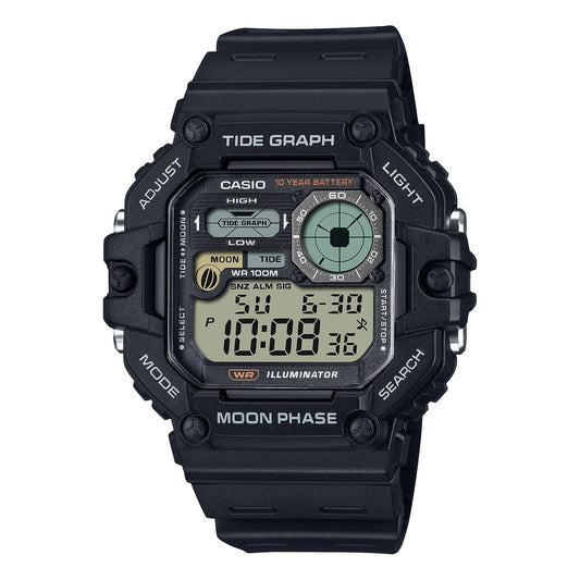 Casio Gráfica de marea, Illuminator, 10 años de batería, Fase Lunar para Hombre – WS-1700H-1AV
