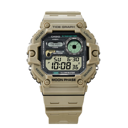Casio Gráfica de marea, Illuminator, 10 años de batería, Fase Lunar para Hombre – WS-1700H-5AV