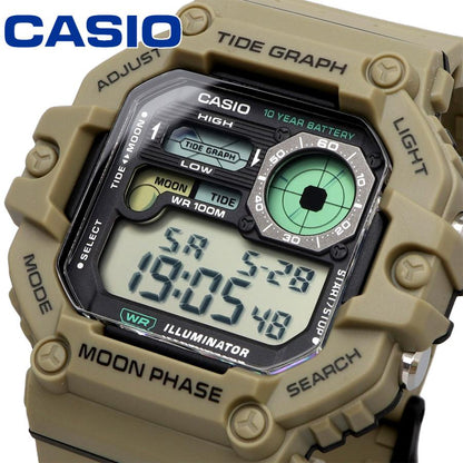 Casio Gráfica de marea, Illuminator, 10 años de batería, Fase Lunar para Hombre – WS-1700H-5AV