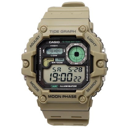 Casio Gráfica de marea, Illuminator, 10 años de batería, Fase Lunar para Hombre – WS-1700H-5AV